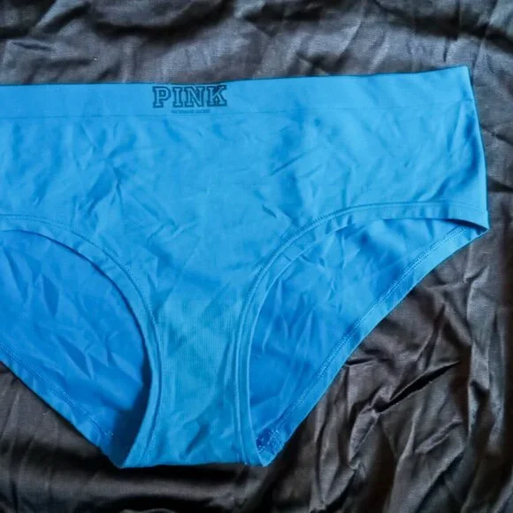 Vintage Cute RARE Victoria's Secret PINK Hipster Turquoise Blue WAKE UP Panties - Picture 5 of 8